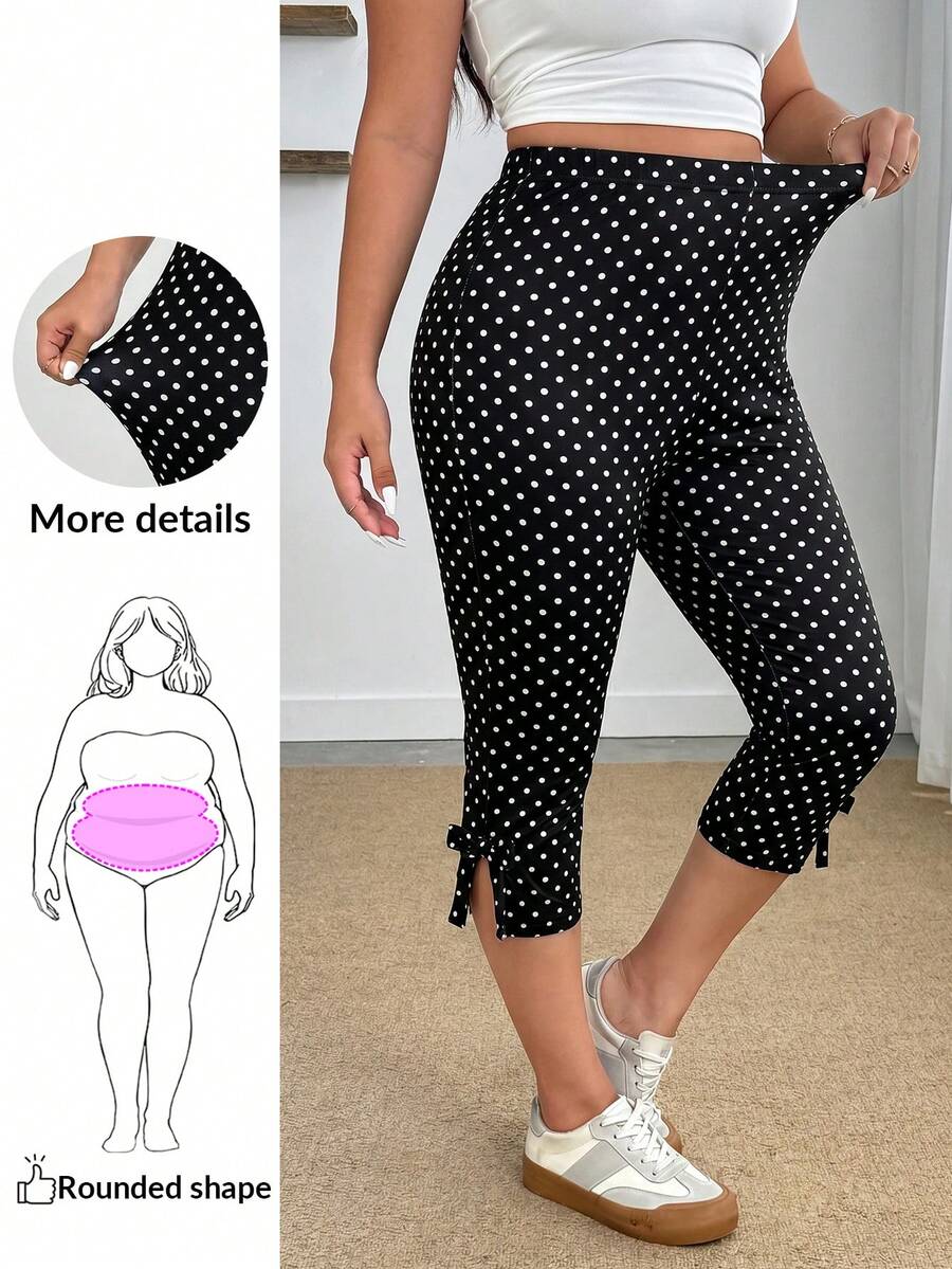 Enliva Quần legging nữ size lớn chấm bi đen cạp cao ôm sát dài 3/4, phong cách casual, cho đi làm hàng ngày, hẹn hò, tiệc tùng, Thu/Đông/Xuân/Hè, Giáng sinh, Năm mới, Lễ Tạ ơn, Đám cưới, Đi biển, Lễ tốt nghiệp, thời trang chic, thanh lịch, đi chơi, hẹn gặp, tỏa sáng, Valentine, nghỉ dưỡng, Y2k, sexy, phù hợp cho dáng người quả táo và dáng tròn - Nhiều màu - Xem 1