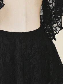 SHEIN ICON 女士时尚性感露背吊带迷你连衣裙 - 黑色 - 查看 9