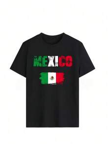 Camiseta de manga corta de moda para primavera y verano de 2026, hecha en México, 180 gramos. Estampado de dibujos animados, modelo de pareja, apta para uso interior o exterior - Negro - Ver 2