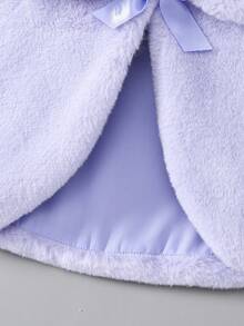 SHEIN Elladie kids 女嬰秋冬新款白色毛絨保暖內裡休閒優雅夾克，適合日常穿著 - 淡紫色 - 查看 7