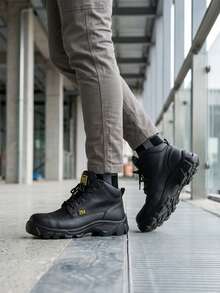 Botas industriales 100% de piel de res con casquillo y suela antideslizante - Negro - Ver 3