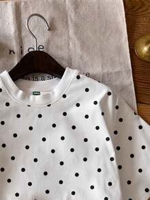 Tseoso Camiseta de mujer de manga corta con estampado de lunares vintage 95% algodón - Multicolor - Ver 2