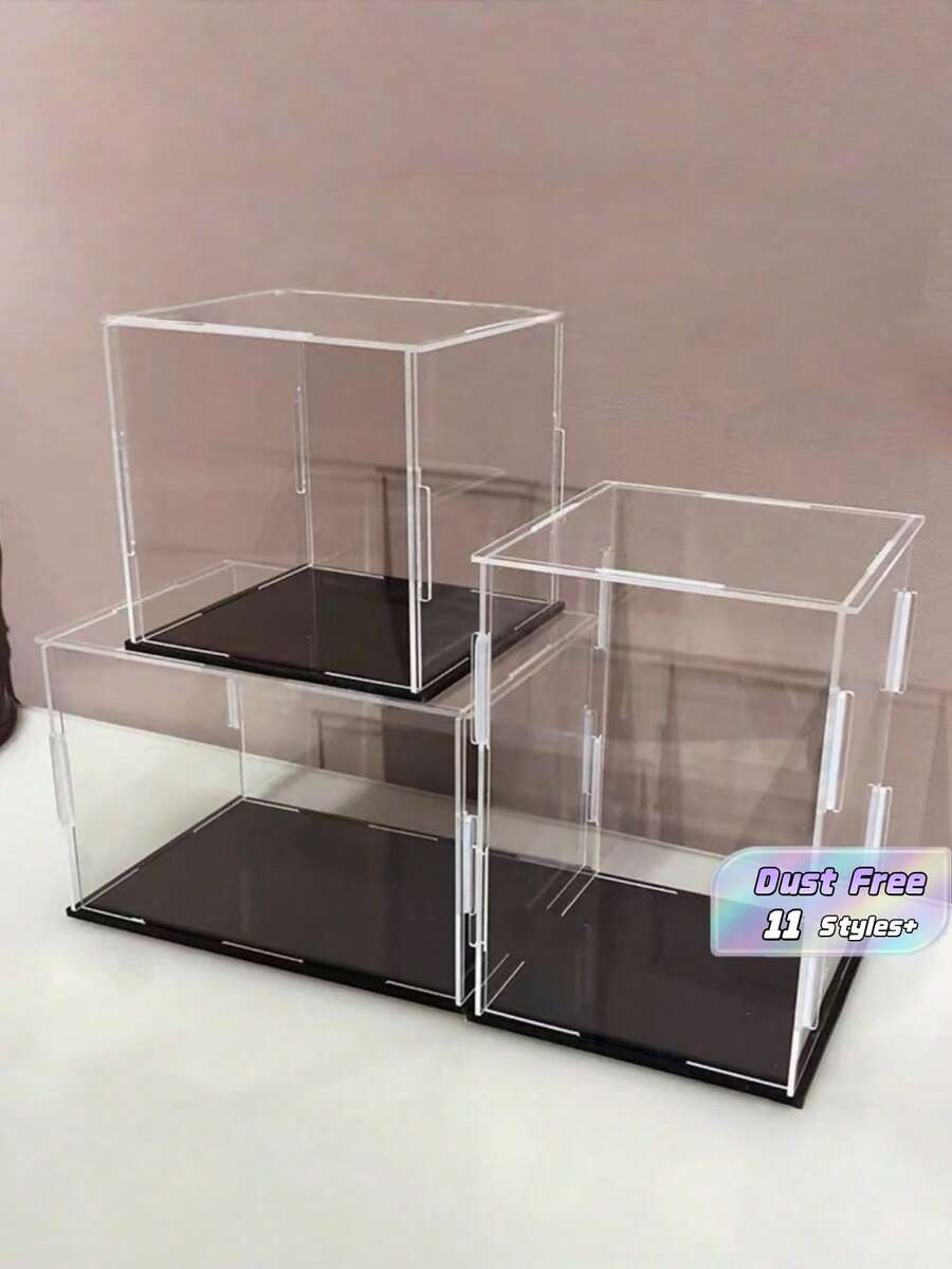 Display Case For Collectibles Assemble Clear Acrylic Box Alternative Glass Case For Display Action Figures Home Storage & Organizing Toys - Black - View 1