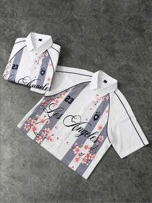 PAVTROS Men's Striped Letter Print Pocket Short Sleeve Shirt - White - View 8