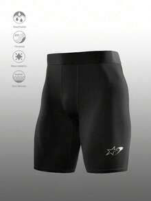 Acti Log 4 chiếc quần short thể thao ôm sát nam, cạp chun, họa tiết sao, phối màu tương phản, tôn dáng - màu đen - Xem 3
