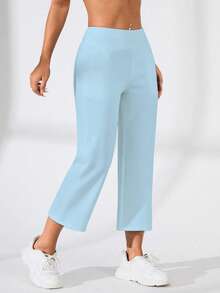 Easithlete Easithlete Leggings casuales de diseño minimalista de unicolor con bolsillos - Celeste - Ver 4