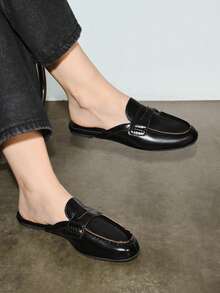 Bholvia 2026 Spring/Summer New Women's Suede Peep Toe Loafers, Round Toe - Black - View 2