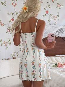 CottageSlumber Women's Short Floral Print Camisole Sleepwear For Summer - Apricot - View 2