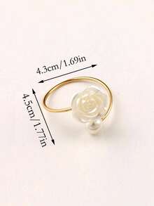 4-30pcs Pearl Rose Napkin Rings, Suitable For Wedding, Home, Daily Dining Table Decoration - Multicolor - View 6
