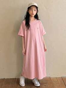 DAZY 少女女孩插肩袖休閒洋裝 夏季 - 粉色 - 查看 4