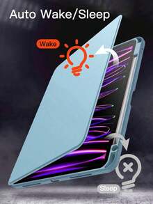 1PC Scratch-Resistant Protective Case, Compatible With Built-In Pencil Slot, 360-Degree Rotating Flip Cover Stand, Premium Shock-Proof, Support Auto Wake/Sleep And Flexible Viewing Angles - Light Blue - Baby Blue - View 5