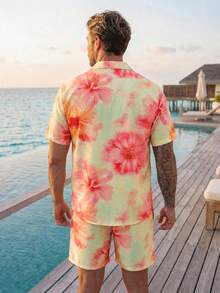 VIVINTIMO Men's Floral Print Short Sleeve Shirt And Shorts Casual Suit For Holiday - Multicolor - View 2