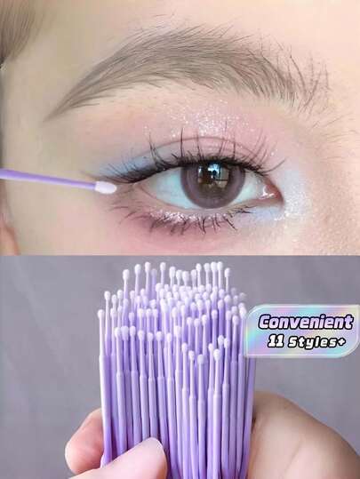 50/100pcs Nano Cleaning Swabs, Ultra Fine Makeup Remover Sticks For Eye Makeup, Contouring, Eyeliner, Lips And Skin Cleansing