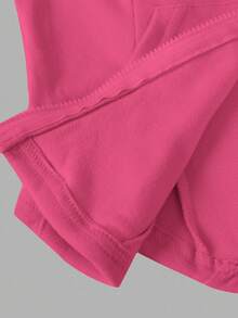 SHEIN 青少年女孩 2件組純色粉色抽繩連帽上衣與寬腿長褲套裝，休閒春/秋季日常穿搭 - 玫紅色 - 查看 8