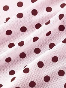 SHEIN MOD 女士波点吊带系腰休闲上衣 - 粉色 - 查看 6