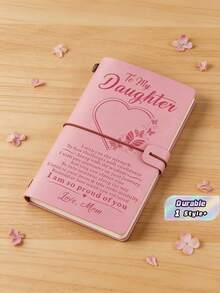 1pc Pink Leather Notebook, Vintage Style Wrap Closure Journal With Creative Design, Portable Travel Diary, Daily Notebook Notebooks For School 2025 Diary - pink - View 1