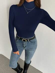 SHEIN Tall 2件組純色修身高領白色上衣，適合秋冬，高個女性 - 彩色 - 查看 11