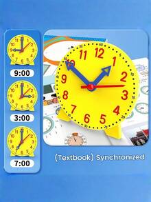 1PC Learn Clock Blue Pink Yellow Time Teaching Clock Model Set With Connected Three Needles Educational Tool For Hour Minute Second Cognition Back To School Supplies Pointer Random Color - Multicolor - View 3