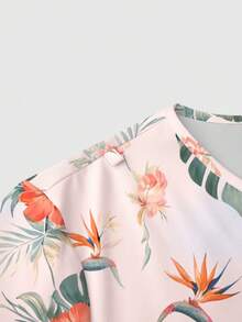 TaskEZ 花卉印花V領短袖刷洗制服上衣 - 彩色 - 查看 3