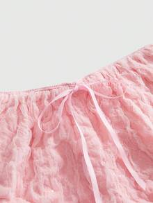ROMWE Kawaii Shorts de malla con flores dulces y versátiles para mujer, primavera/verano - Rosa - Ver 3