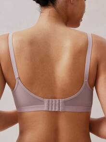 Veilyse 4pcs Women's Comfortable Sleeping Casual Striped Wireless Soft Cup Solid Color Bras - Multicolor - View 2