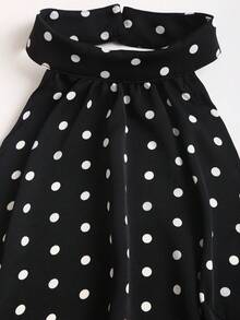 Sweetra Vintage Retro Polka Dot Neckholder Kleid, rückenfrei, tailliert, Schmetterling, Urlaub, Schwarz und Weiß, Sommer - Schwarz - Übersicht 7