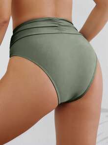 Swim Basics Women's Beach Vacation Swimwear Bottom - Army Green - View 2
