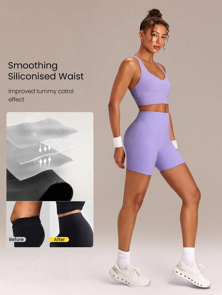 6" FeatherFit™-Sculpt Ready Set Run Butt-Lifting Tummy Control Active Biker Shorts Medium Impact Running Jogging Training Gym Workout