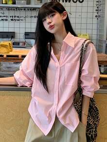 K-Vae 夏季領口泡泡袖收腰女式襯衫 - 淡紫色 - 查看 1
