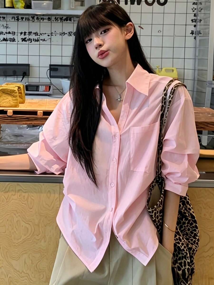 K-Vae 夏季領口泡泡袖收腰女式襯衫 - 淡紫色 - 查看 1