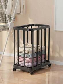 1pc High-End Movable Laundry Basket With Yoga Mat Storage, Large Capacity Dirty Clothes Hamper With Wheels For Bathroom, Multipurpose Storage Basket - Multicolor - View 15