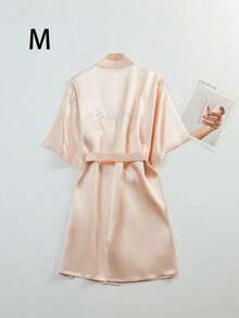 SHEIN 1PC Wedding Bridal Bridal Tinted Robe Silk Robe Wedding Makeup Advanced Dressing Gown Suitable For Hotels, Wedding Parties, Protective Party Wear - Champagne bridesmaids - View 13