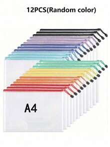 Extra Large Grid Waterproof Zipper Document Bag - A3/A4/B4/A5/B5/B6 Transparent Student And Professional Document Organizer, Ideal For Paper And Exam Storage. - Multicolor - View 22
