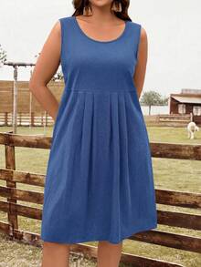 EMERY ROSE Vestido azul sin mangas para mujer de talla grande - azul real - Ver 7