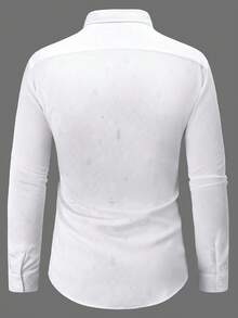 Manfinity Bizformal 男士长袖正装白衬衫，经典领，商务正装/男士优雅纽扣白衬衫，适合办公室及特殊场合/男士商务衬衫/男士商务休闲装/男士白衬衫/男士正装衬衫/男士纯色商务休闲长袖衬衫，男士长袖正装，男士经典正装，男士Polo衫，正式场合 - 白色 - 查看 2