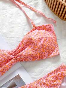 Swim Mod Bộ đồ bơi nữ phong cách retro dễ thương ngọt ngào, viền hoa, mặc thường ngày đi biển nghỉ dưỡng - trái cam - Xem 3