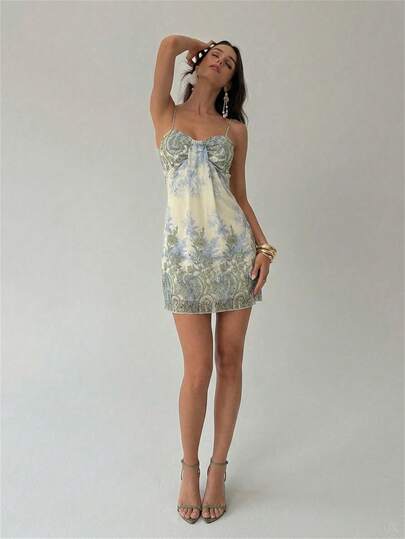 Aloruh Women's Floral Print Fitted Mini Dress For Beach Vacation