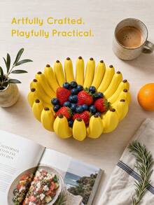 Zazumi 1PC/2PCS 3D Printed Resin Fruit Bowl, Banana Shaped Decorative Storage Tray, Yellow Novelty Fruit Basket For Kitchen Countertop, Home Dining Table Centerpiece, Unique Kitchen Decor Gift, Cute Aesthetic Holder For Snacks & Fruits - Multicolor - View 6