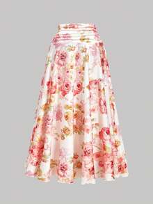 SHEIN MOD Romantic Sunset Floral Halter Maxi Dress With Ruched Corset Bodice And Flowing A-Line Skirt - Beach Wedding Guest & Summer Evening Sundress, Tea Party - Multicolor - View 8