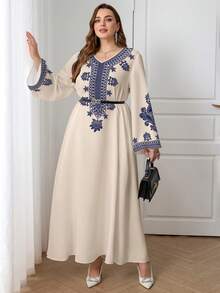 Al Najma Plus Size Casual Minimalistisk Arabisk Stil Klänning - Multifärgad - Visa 4