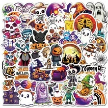 50pcs Halloween Themed Stickers, Waterproof Vinyl Decals With Pumpkins, Ghosts And Spooky Designs, For Laptops, Water Bottles And Party Decor - Multicolor - View 2