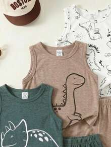Bộ 3 áo ba lỗ thoải mái, thường ngày cho bé trai, thích hợp cho mùa xuân và mùa hè. - Nhiều màu - Xem 5