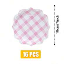 Platos cuadrados desechables con pétalos en forma de cuadros rosas, servilletas, vasos de papel, set de suministros desechables para fiestas, adecuado para 16 invitados, apto para cumpleaños, bodas, fiestas temáticas, picnics familiares, utensilios desechables para fiestas - Ver 7