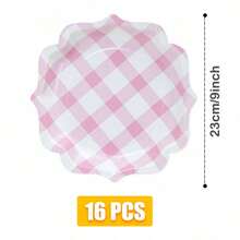 Platos cuadrados desechables con pétalos en forma de cuadros rosas, servilletas, vasos de papel, set de suministros desechables para fiestas, adecuado para 16 invitados, apto para cumpleaños, bodas, fiestas temáticas, picnics familiares, utensilios desechables para fiestas - Ver 8