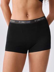 Loungeista 6pcs Letter Waistband Solid Color Comfortable Cotton Sport Panties For Women - Multicolor - View 1
