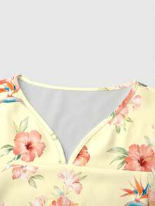 TaskEZ V领短袖印花休闲工作服上衣 - 彩色 - 查看 3