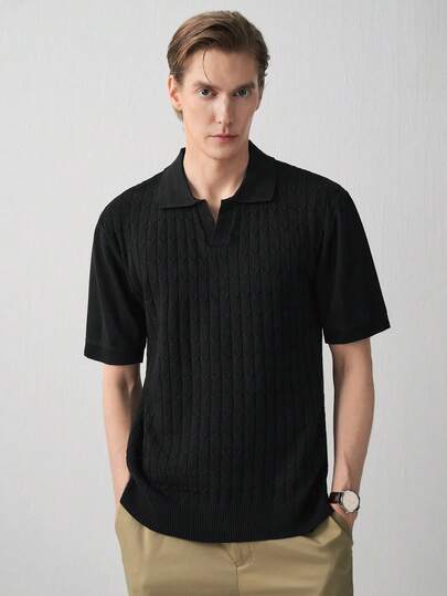 Manfinity CityGents Men's Short Sleeve Textured Knit Polo Shirt Essential For Fashionable Styling Mens Polo Shirt Polo For Men Short Sleeve Polo For Men Formal Outfit Linen Outfits For Men Mens Formal Outfit Holiday / Vacation / Beach / Hawaii / Tropical / Swim / Bathing Mens Polo Shirt Knit Summer Polo For Men Polo Shirt For Men Mens Polo Shirt Casual Mens Ribbed Polo Shirt Polo Shirt For Men Casual Knit Polo Shirt Polo Shirt Shirt For Men Polo Golf Shirt For Men