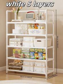 1 pieza Estantería de almacenamiento multifuncional, organizador de piso para cocina, baño, dormitorio, sala de estar, gran capacidad de almacenamiento de varios niveles, organizador de desorden para dormitorio, balcón, fácil instalación y alta resistencia - Multicolor - Ver 9