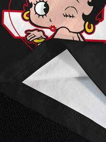 Betty Boop x SHEIN X 女士休闲印花圆领短袖露脐T恤 - 白色 - 查看 6