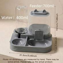 PETSIN 1 ensemble bol à eau et à nourriture pour chat, séparation du sec et du mouillé, matériau en plastique durable, station d'alimentation et d'abreuvement pour animaux de compagnie, facile à nettoyer, convient à divers animaux de compagnie pour se réhydrater et avoir une alimentation saine. - Réservoir d'eau 400ML-baril de grain 700ML - Voir 7